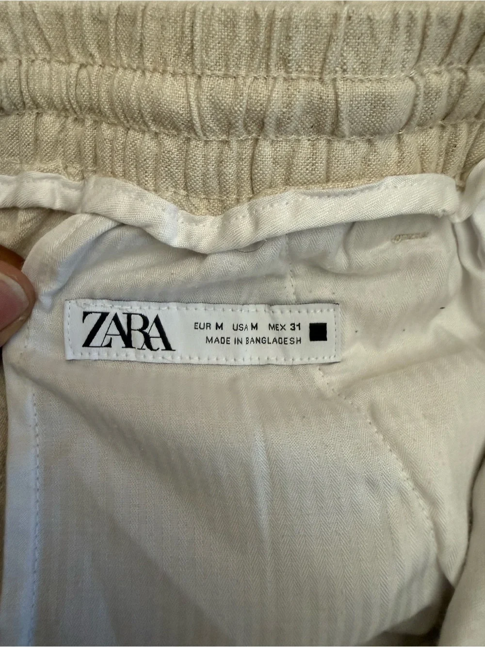 Zara Men's Cream Linen Shorts MEDIUM